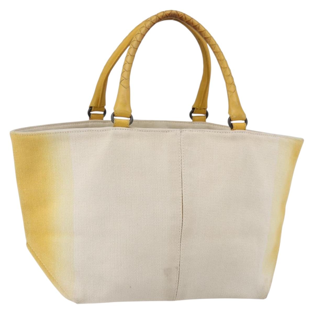 BOTTEGA VENETA Tote Bag Canvas Leather Yellow Auth bs30596