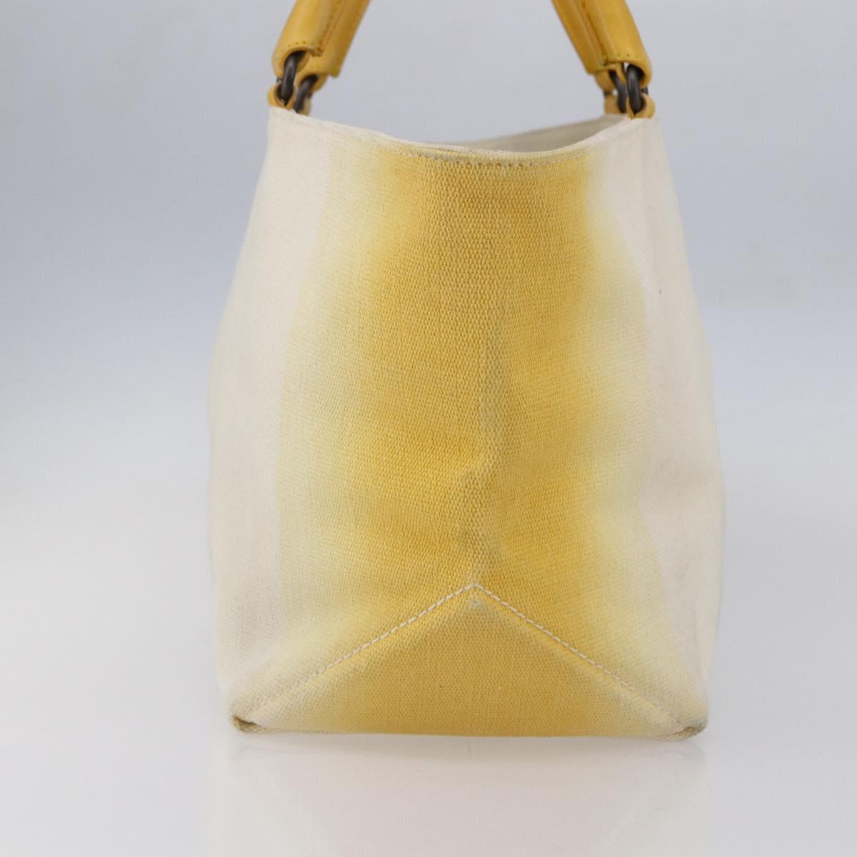 BOTTEGA VENETA Tote Bag Canvas Leather Yellow Auth bs30596