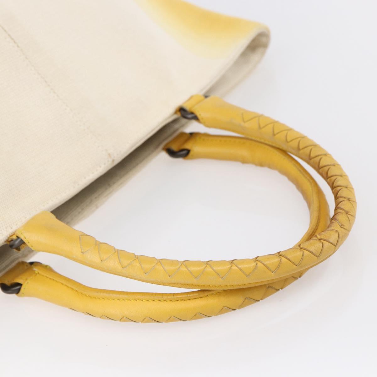 BOTTEGA VENETA Tote Bag Canvas Leather Yellow Auth bs30596