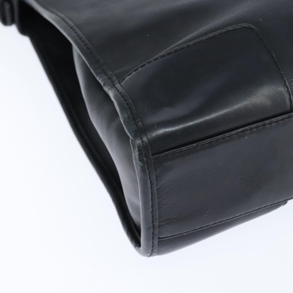LOEWE Anagram Shoulder Bag Leather Black Silver Auth bs30598