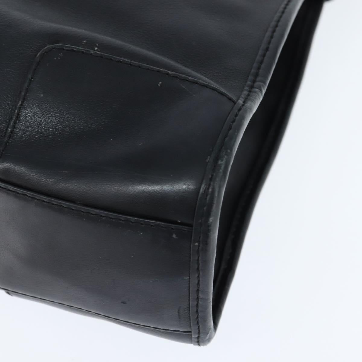 LOEWE Anagram Shoulder Bag Leather Black Silver Auth bs30598