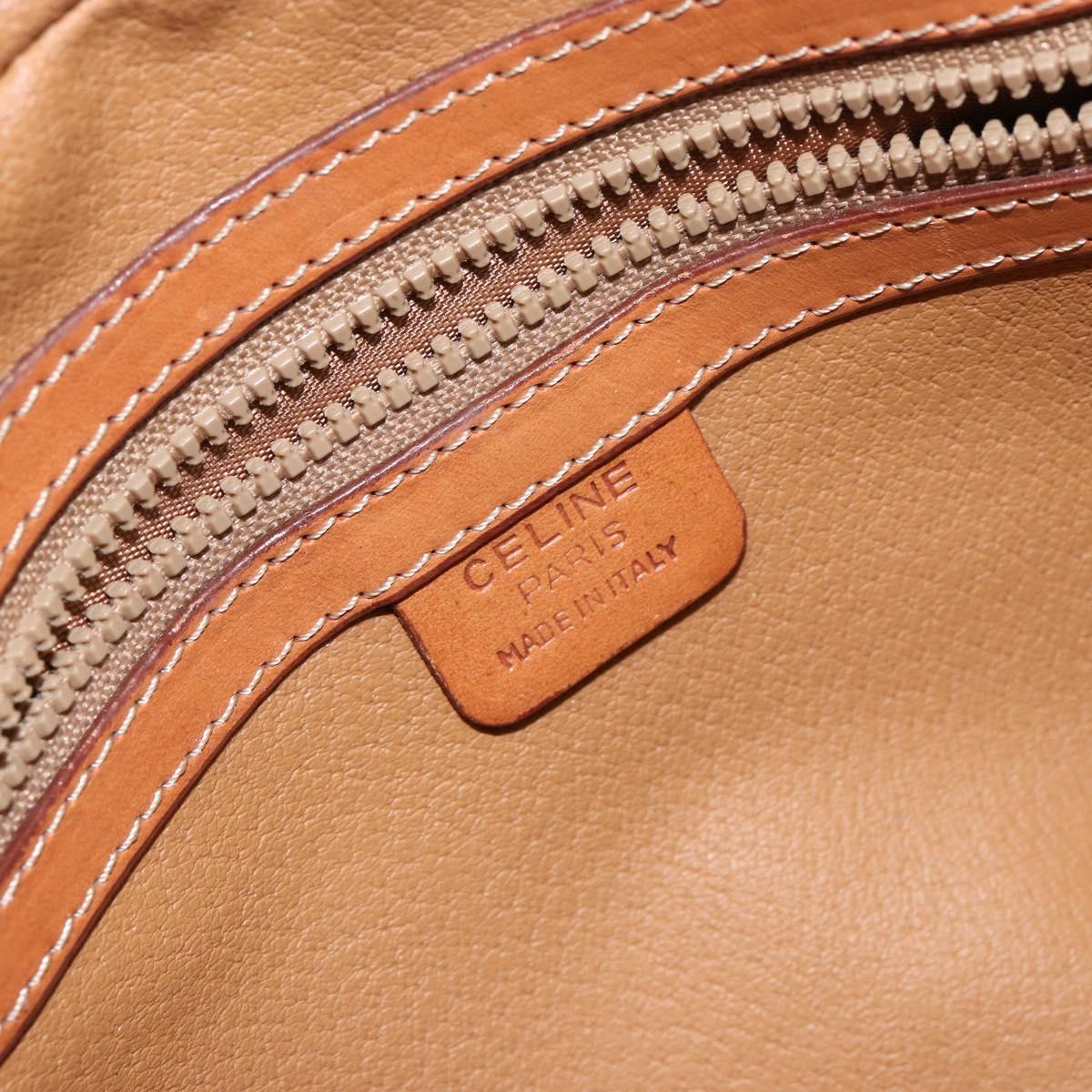 CELINE Macadam Canvas Hand Bag PVC Leather Brown Gold Auth bs30599