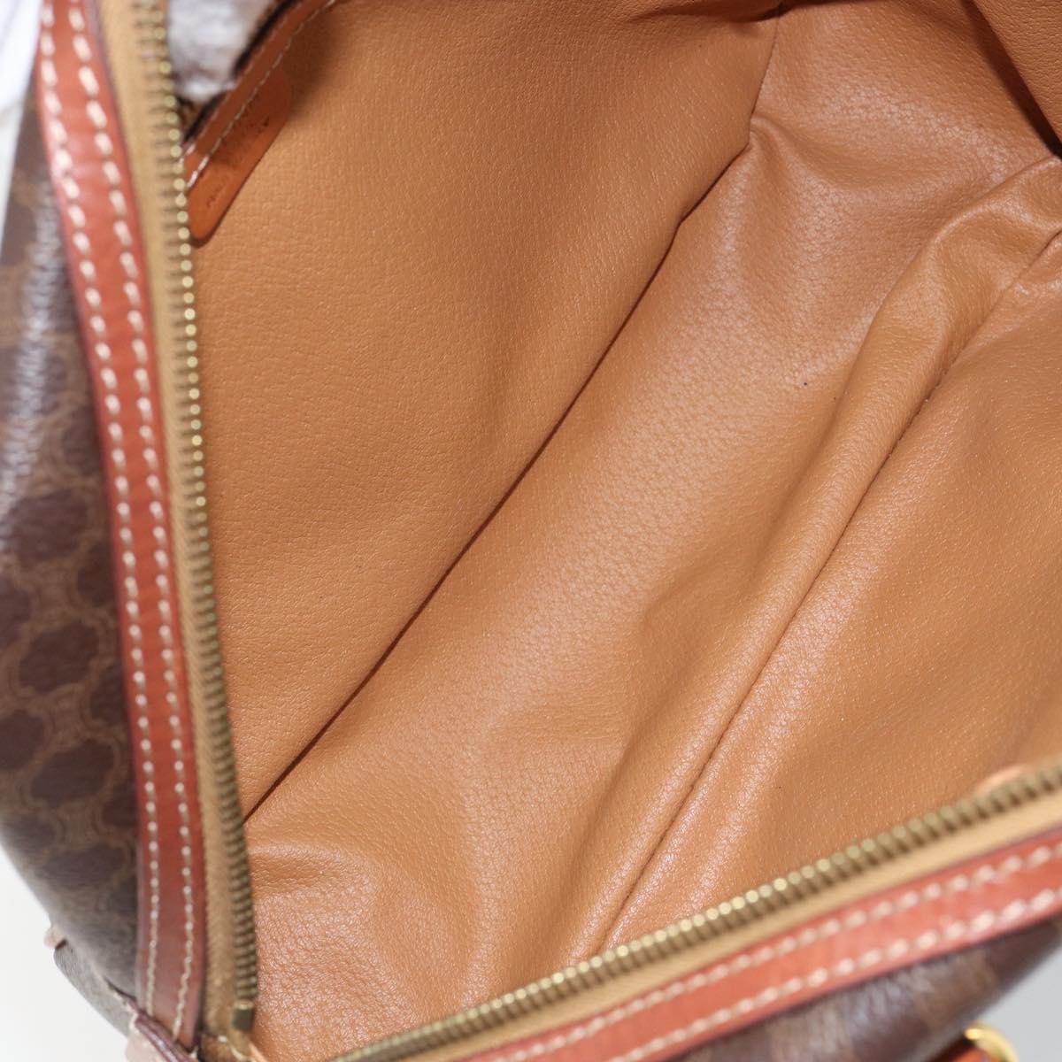 CELINE Macadam Canvas Hand Bag PVC Leather Brown Gold Auth bs30599