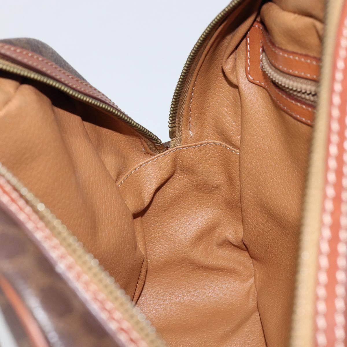 CELINE Macadam Canvas Hand Bag PVC Leather Brown Gold Auth bs30599