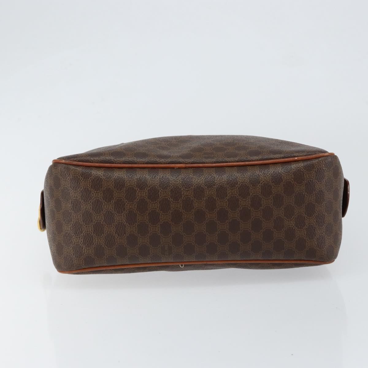 CELINE Macadam Canvas Hand Bag PVC Leather Brown Gold Auth bs30599