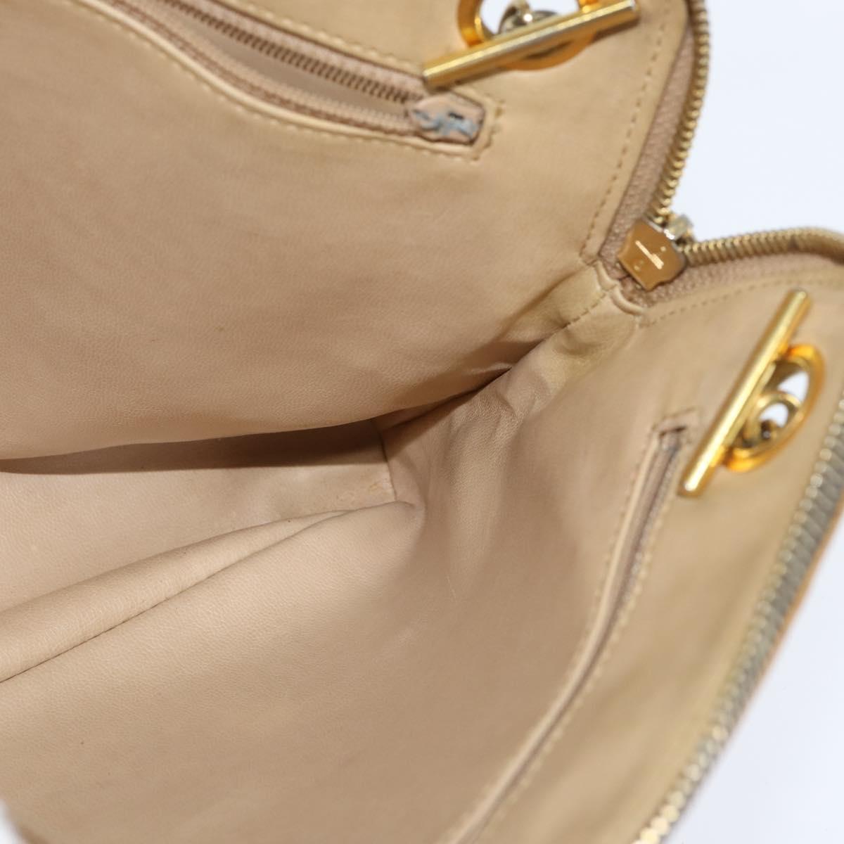CHANEL Chain Shoulder Bag Lamb Skin Brown Gold CC Auth bs30600
