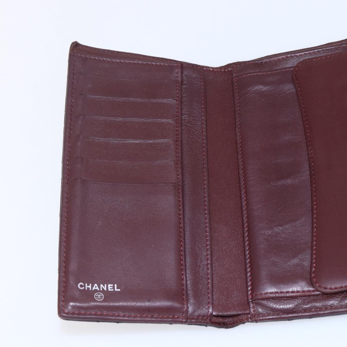 CHANEL Matelasse Long Wallet Lamb Skin Black Silver CC Auth bs30604