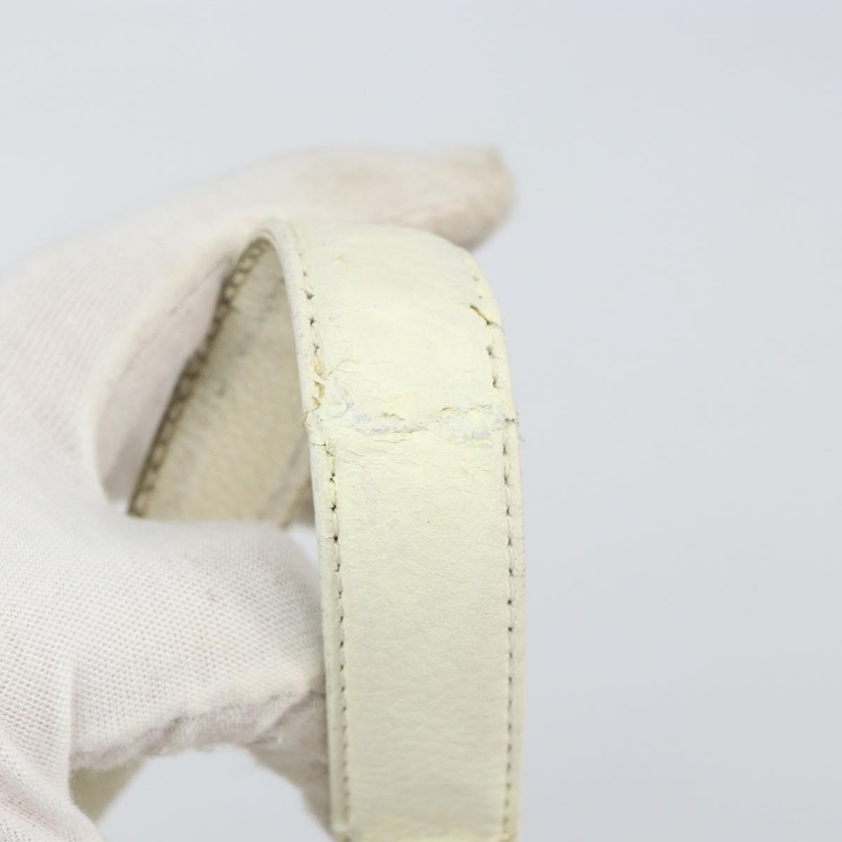 CHANEL Choco Bar Shoulder Bag Caviar Skin White Silver CC Auth bs30605