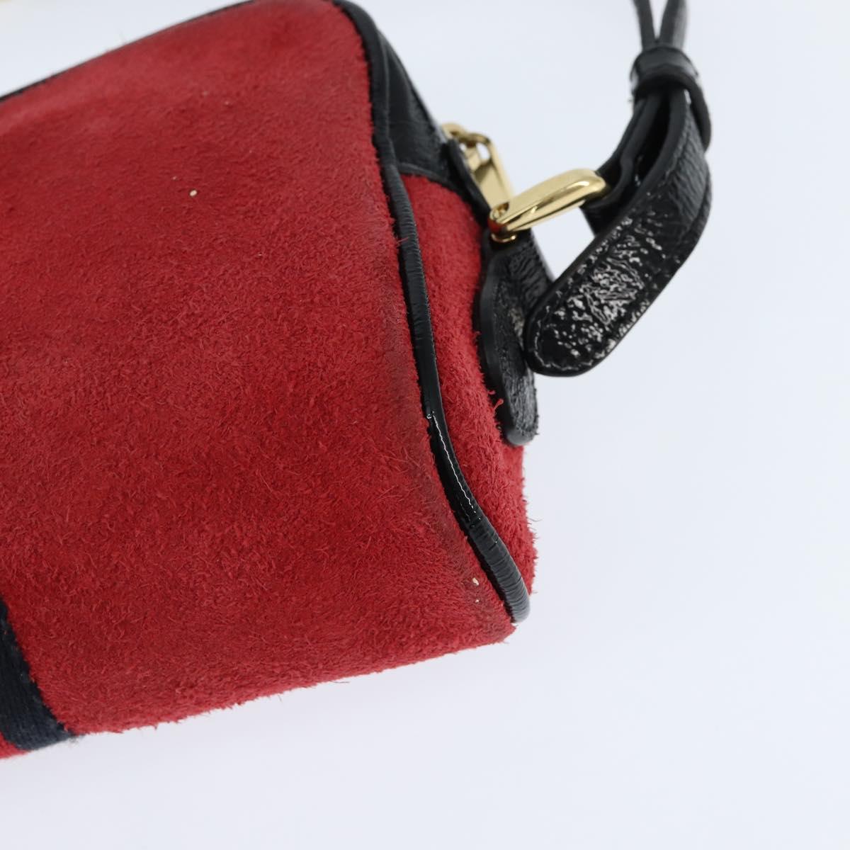 GUCCI Sherry Line Shoulder Bag Suede Patent Red Gold black 527350 Auth bs30609