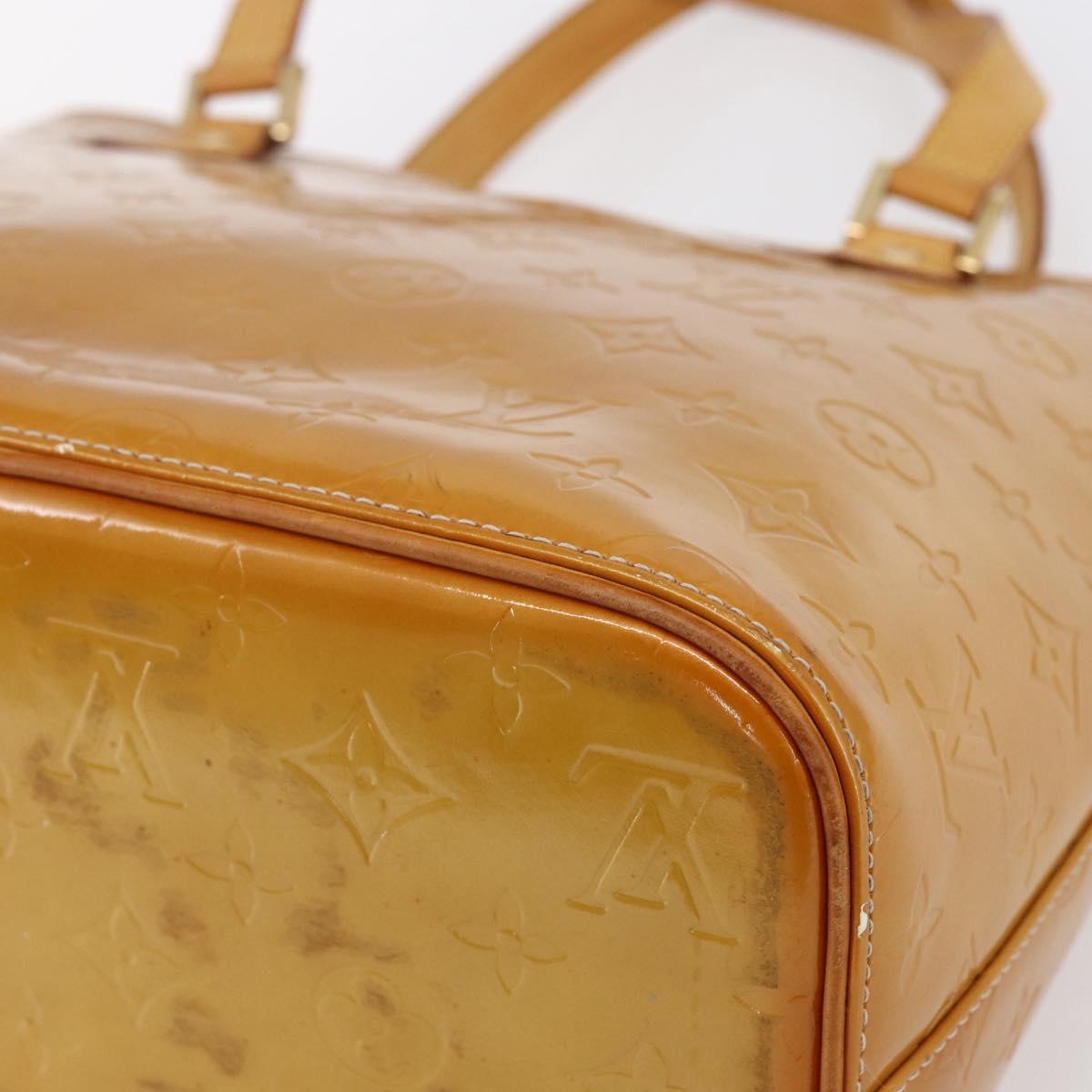 LOUIS VUITTON Monogram Vernis Houston Hand Bag Beige M91004 LV Auth bs30619