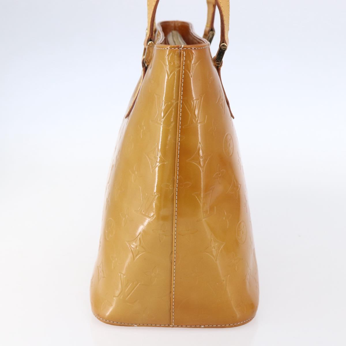 LOUIS VUITTON Monogram Vernis Houston Hand Bag Beige M91004 LV Auth bs30619