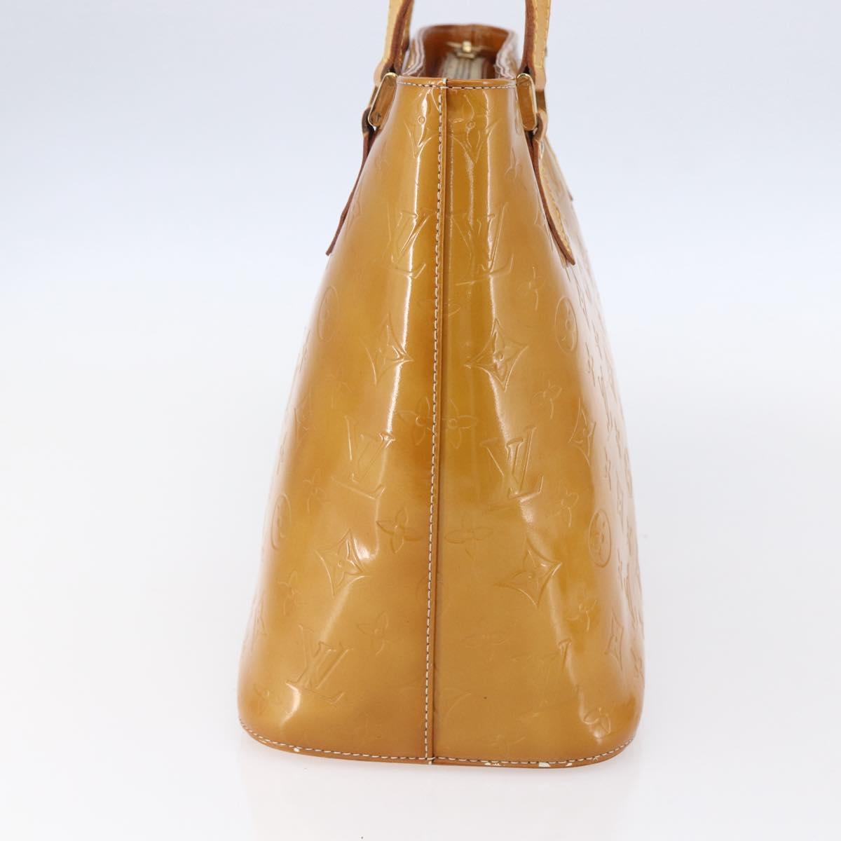 LOUIS VUITTON Monogram Vernis Houston Hand Bag Beige M91004 LV Auth bs30619