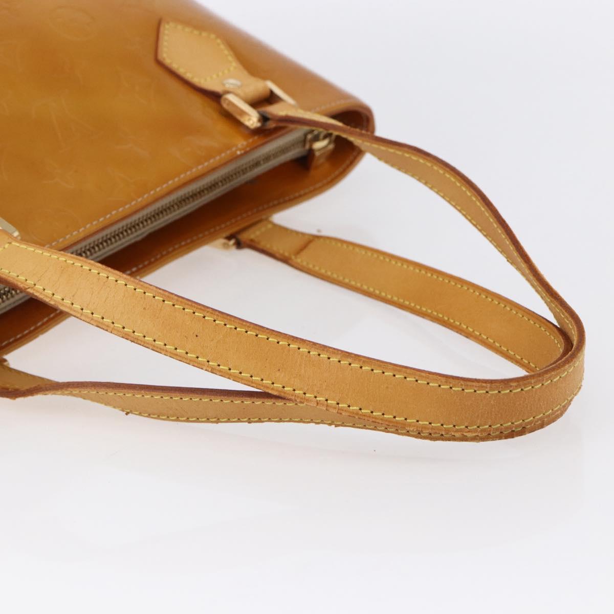 LOUIS VUITTON Monogram Vernis Houston Hand Bag Beige M91004 LV Auth bs30619
