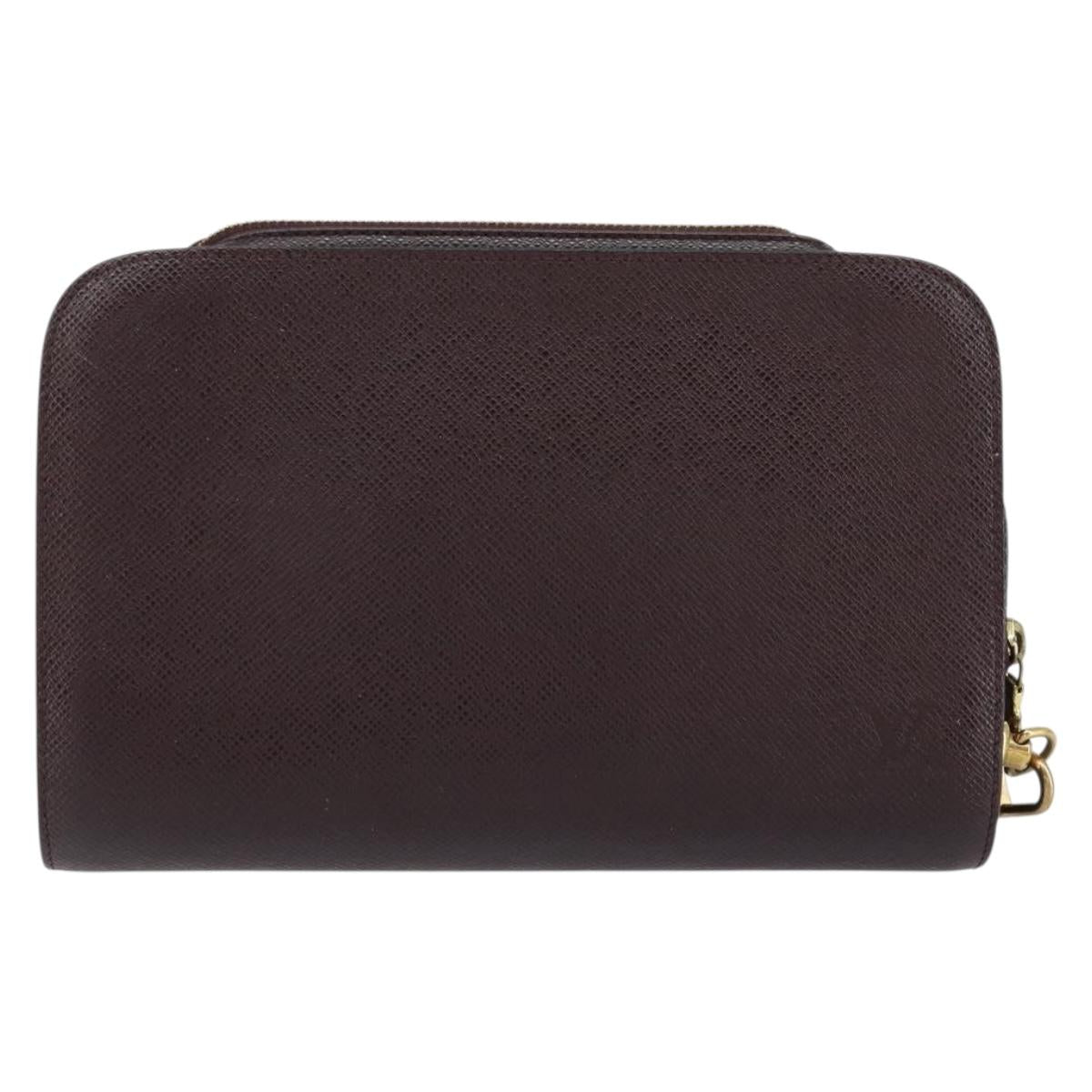 LOUIS VUITTON Taiga Baikal Clutch Bag Acajou M30186 LV Auth bs30620