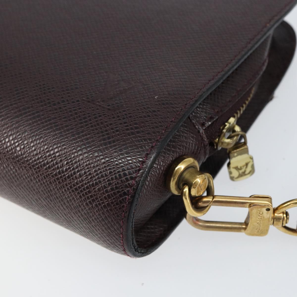 LOUIS VUITTON Taiga Baikal Clutch Bag Acajou M30186 LV Auth bs30620