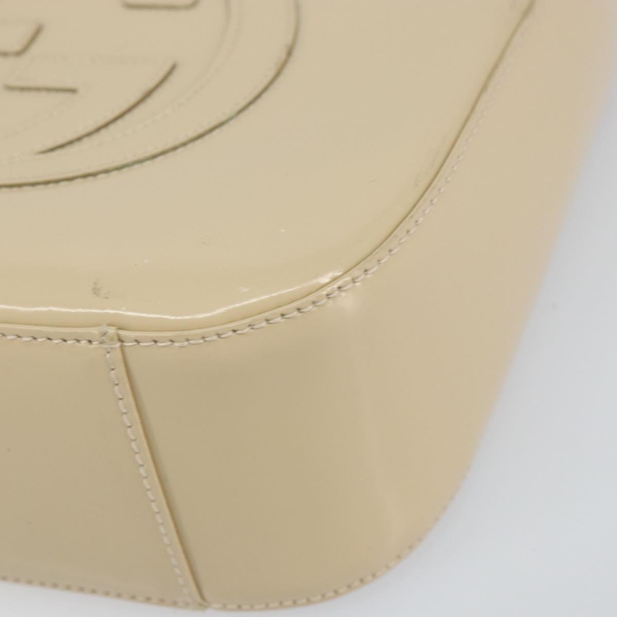 GUCCI Hand Bag Enamel Beige Silver 007 2046 0249 Auth bs30627