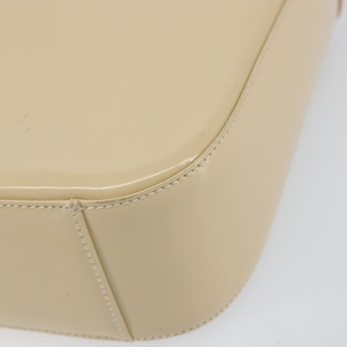 GUCCI Hand Bag Enamel Beige Silver 007 2046 0249 Auth bs30627