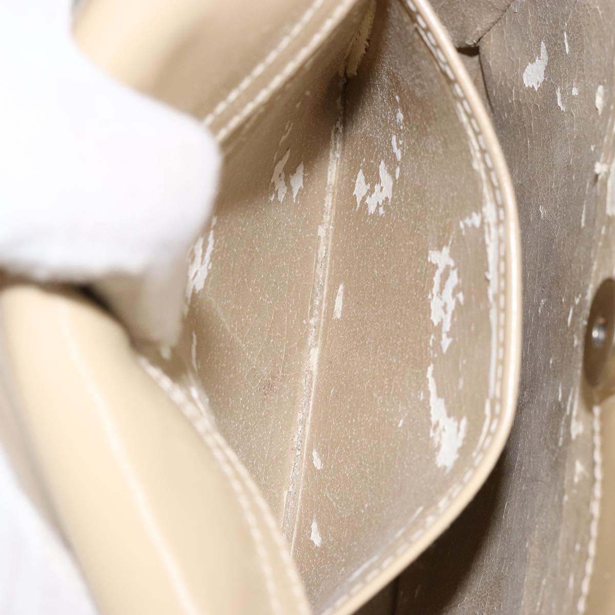 GUCCI Hand Bag Enamel Beige Silver 007 2046 0249 Auth bs30627