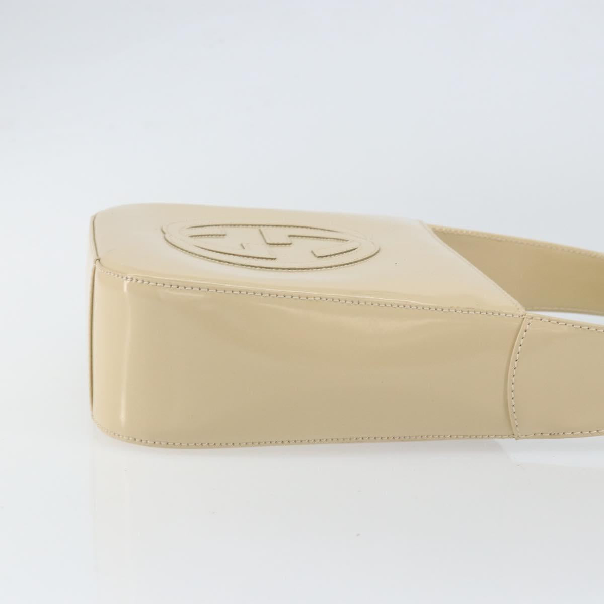 GUCCI Hand Bag Enamel Beige Silver 007 2046 0249 Auth bs30627