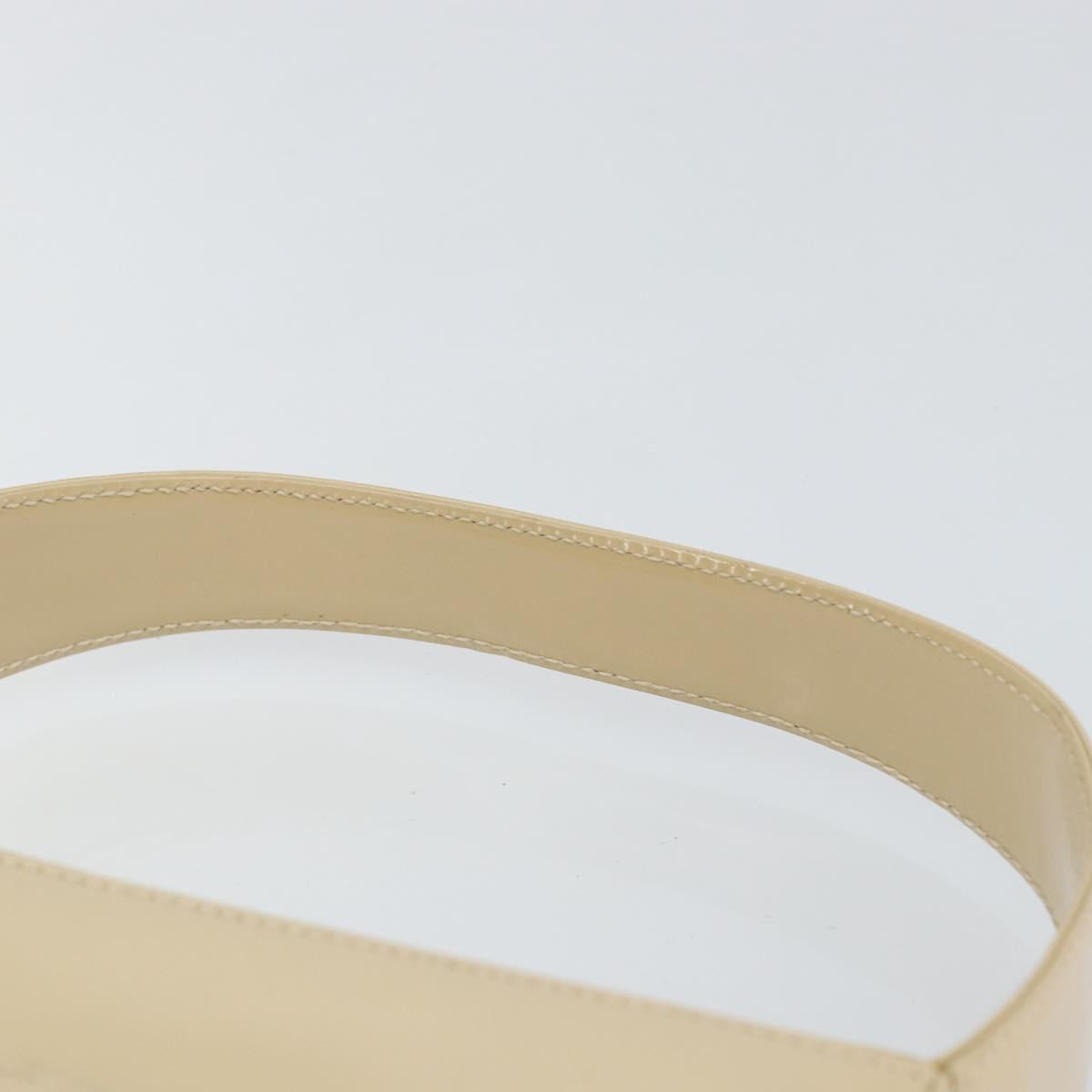 GUCCI Hand Bag Enamel Beige Silver 007 2046 0249 Auth bs30627