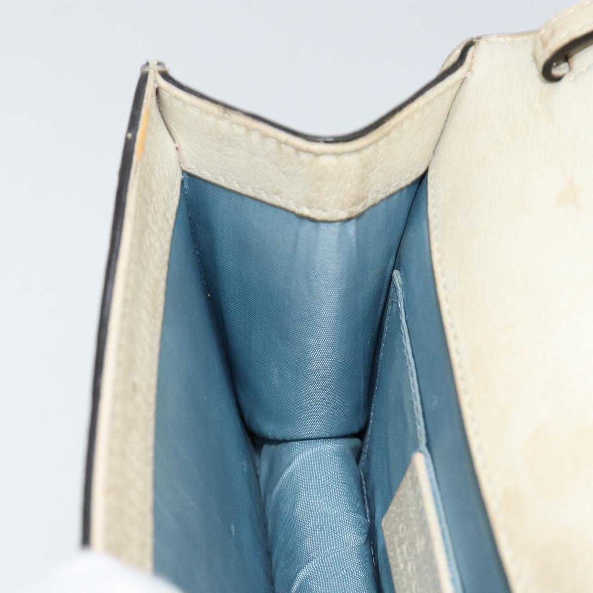 GUCCI Sherry Line Hand Bag Leather White Gold Navy 470270 Auth bs30628