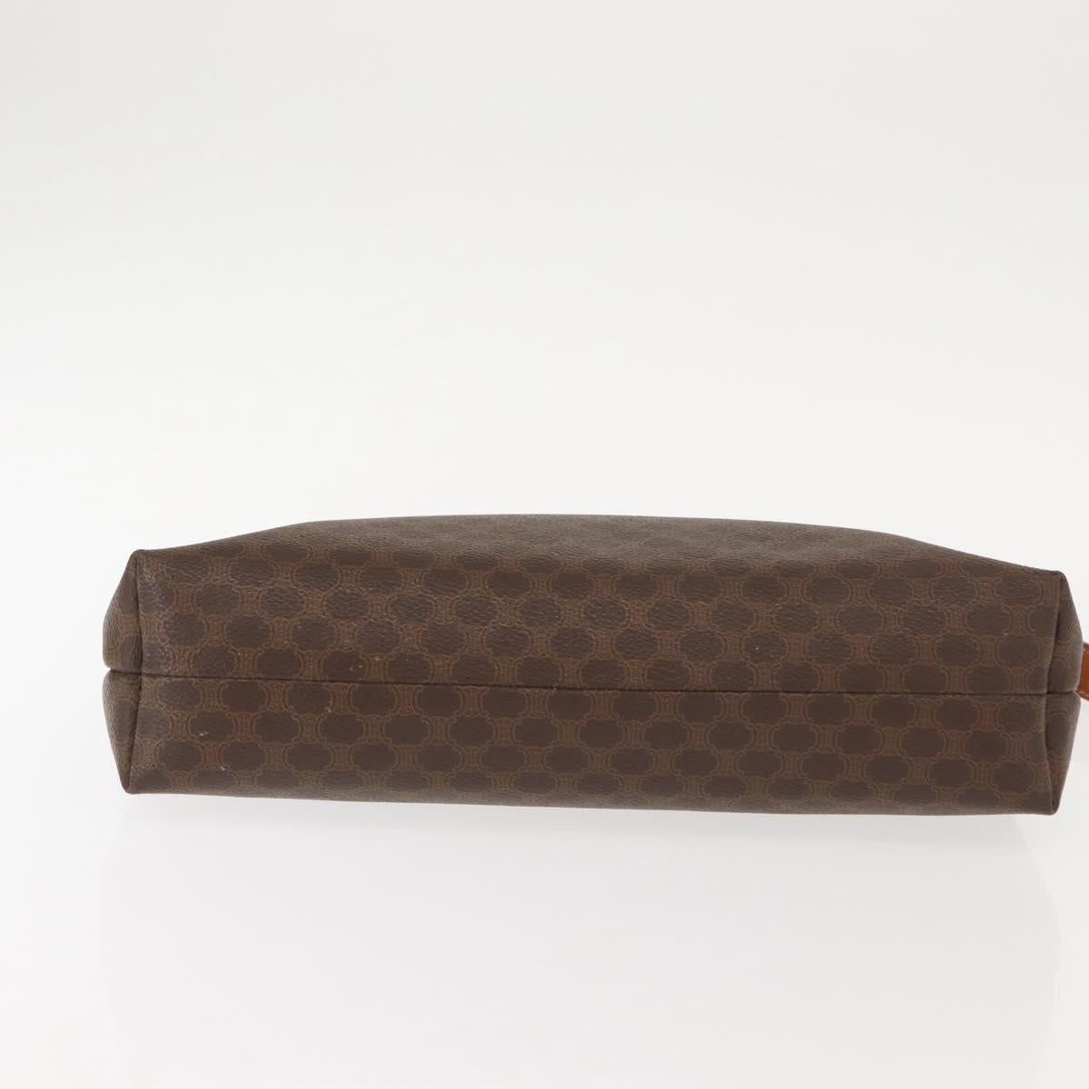 CELINE Macadam Canvas Clutch Bag PVC Leather Brown Gold Auth bs30630