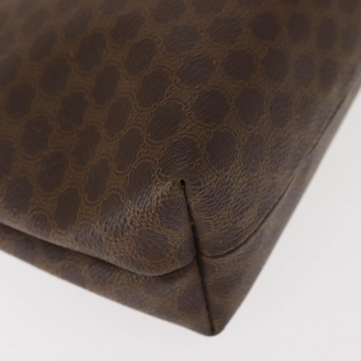 CELINE Macadam Canvas Clutch Bag PVC Leather Brown Gold Auth bs30630