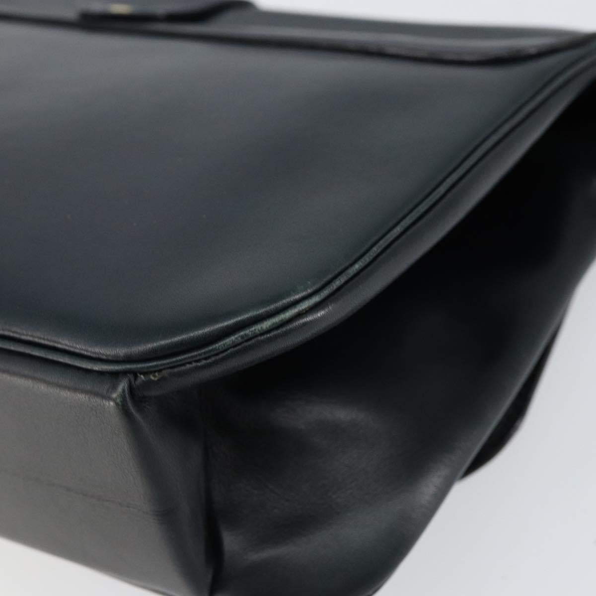 Christian Dior Shoulder Bag Leather Navy Gold Auth bs30632