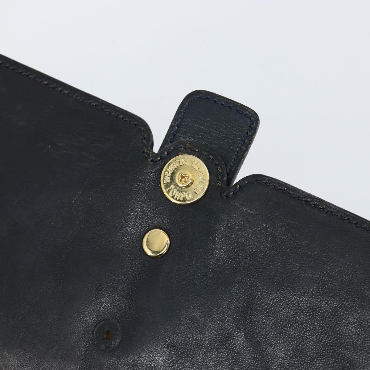 Christian Dior Shoulder Bag Leather Navy Gold Auth bs30632