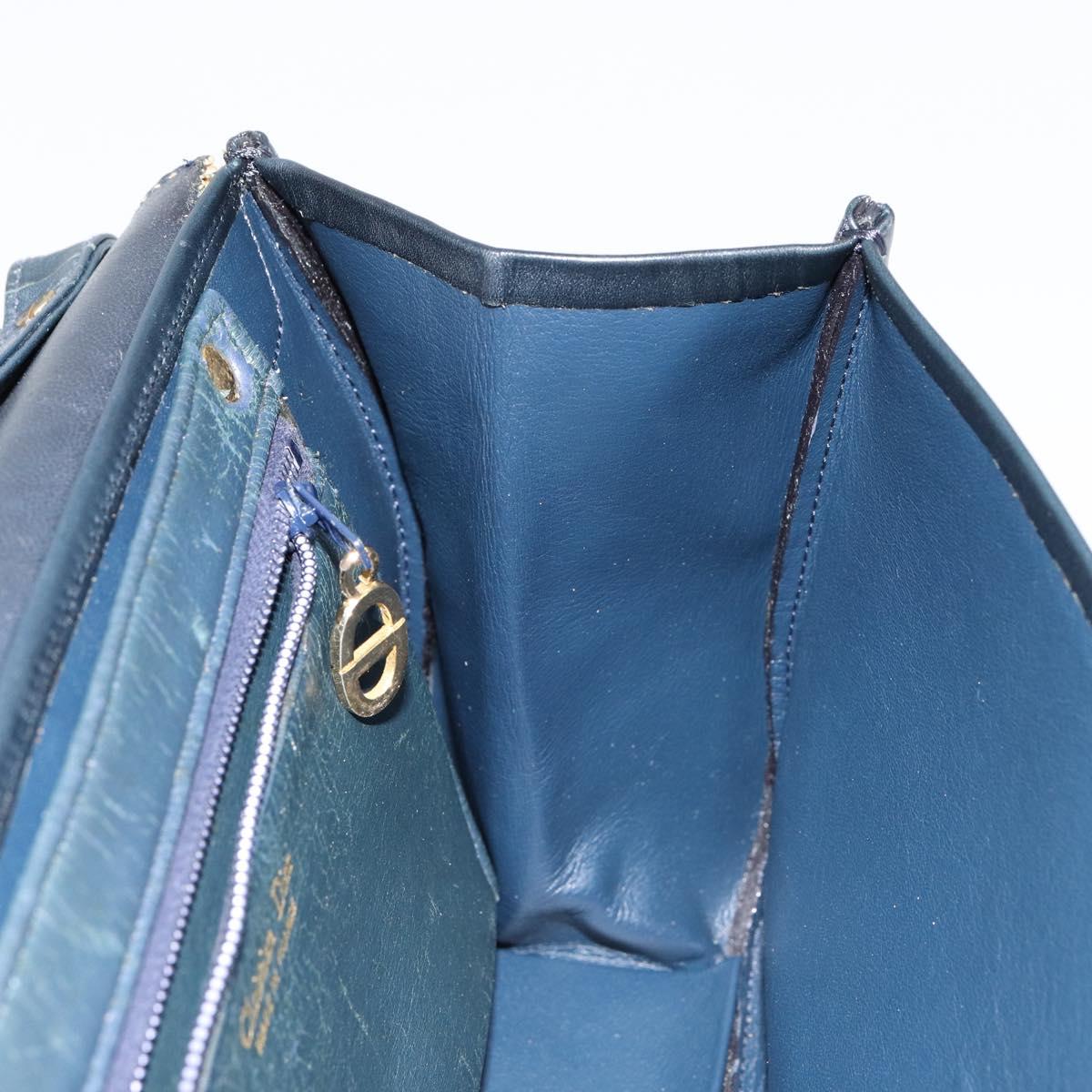 Christian Dior Shoulder Bag Leather Navy Gold Auth bs30632
