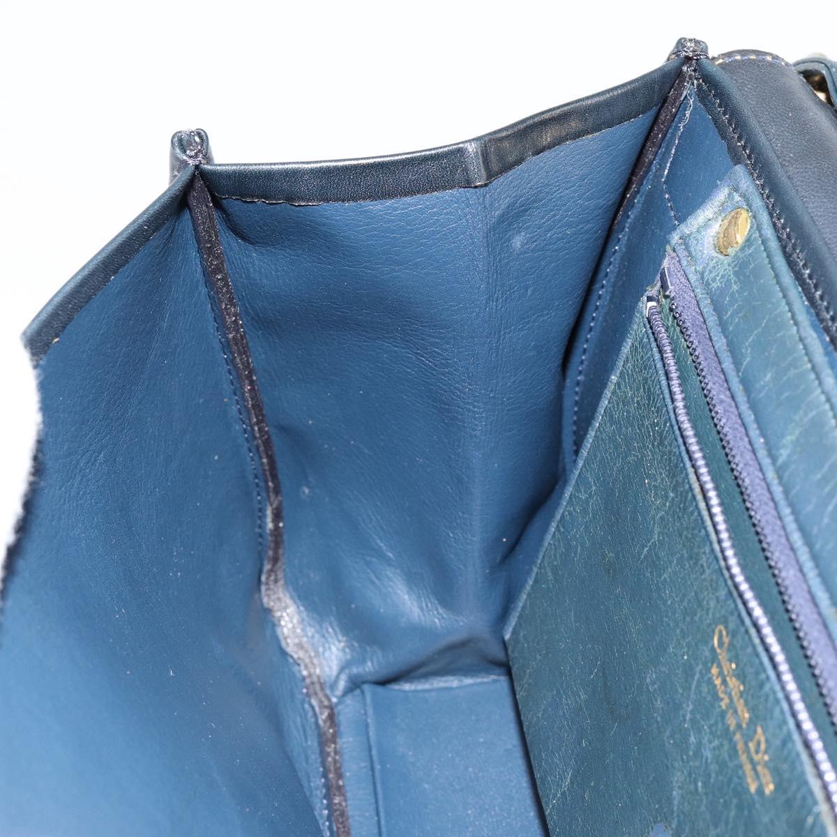 Christian Dior Shoulder Bag Leather Navy Gold Auth bs30632