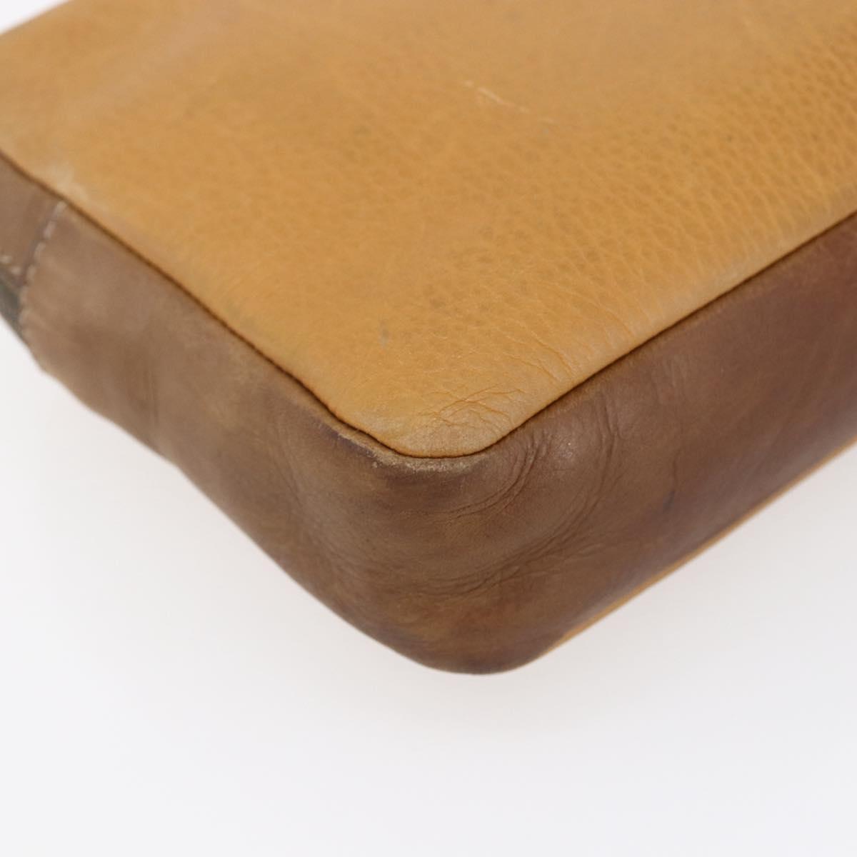 LOEWE Anagram Clutch Bag Leather Beige Auth bs30633