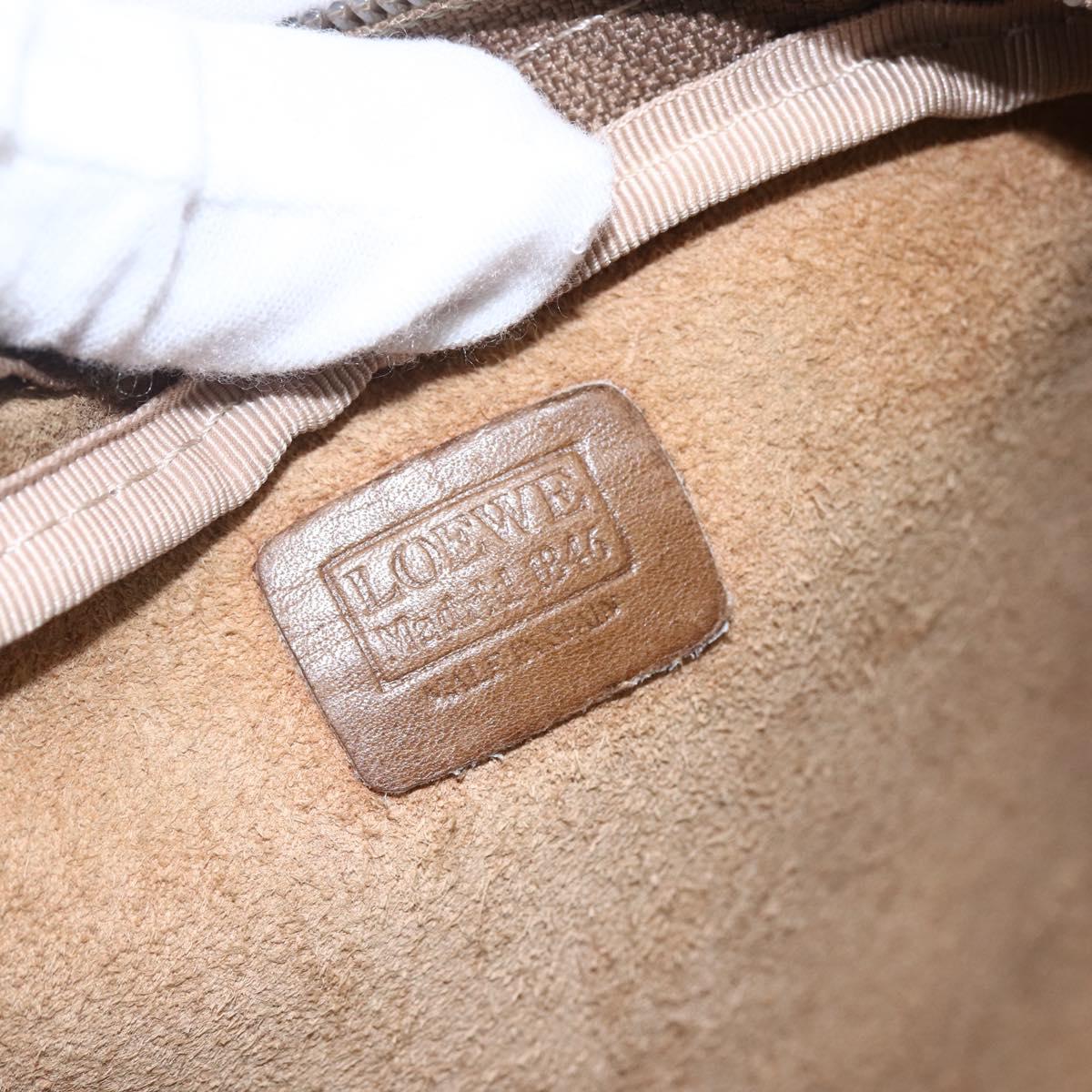 LOEWE Anagram Clutch Bag Leather Beige Auth bs30633