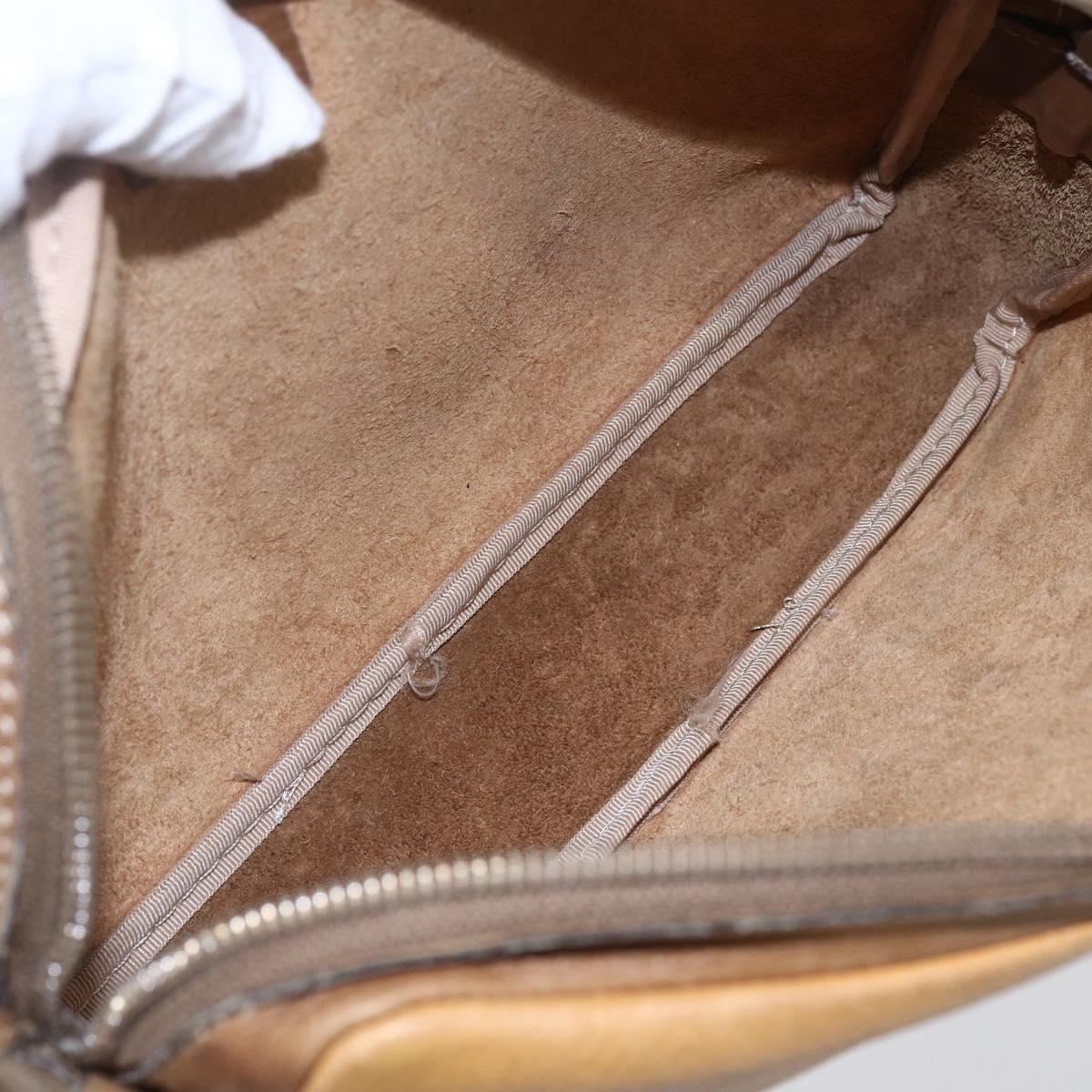 LOEWE Anagram Clutch Bag Leather Beige Auth bs30633