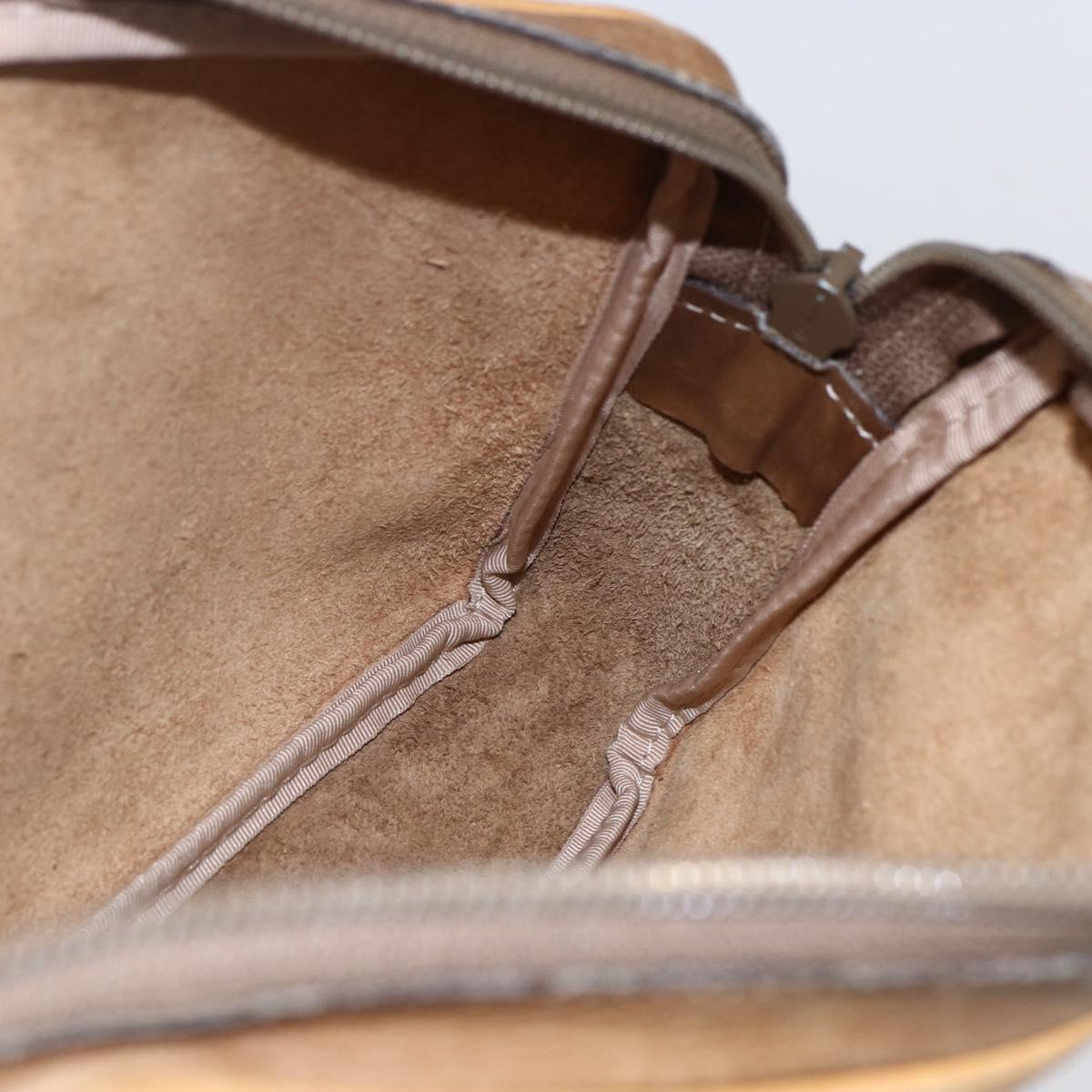 LOEWE Anagram Clutch Bag Leather Beige Auth bs30633