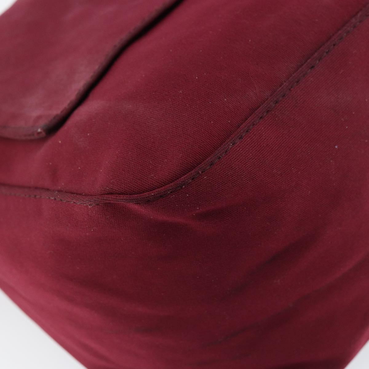 FENDI Mamma Baguette Shoulder Bag Nylon Red Silver Auth bs30635