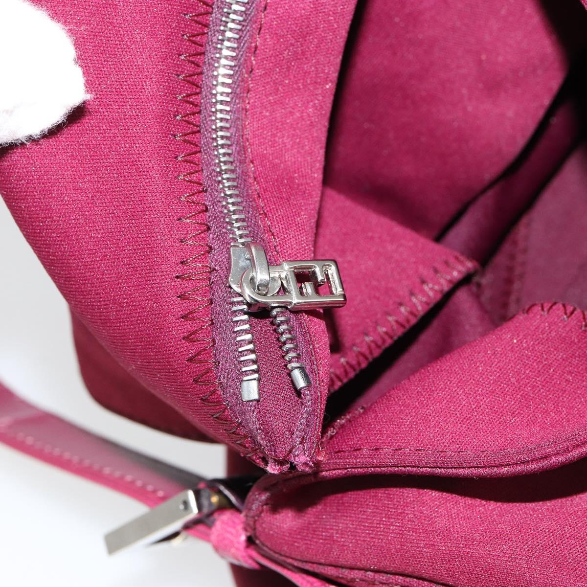 FENDI Mamma Baguette Shoulder Bag Nylon Red Silver Auth bs30635