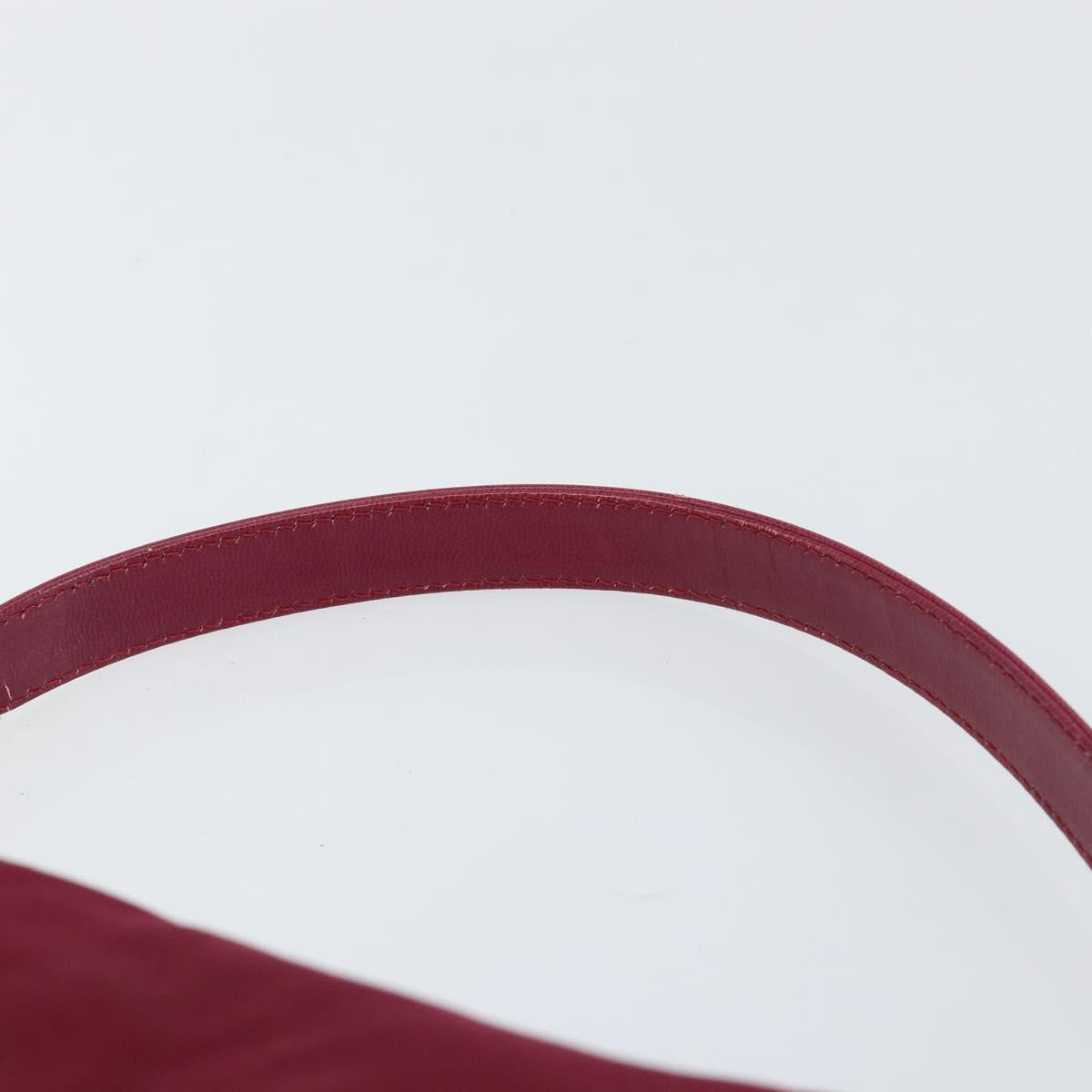 FENDI Mamma Baguette Shoulder Bag Nylon Red Silver Auth bs30635