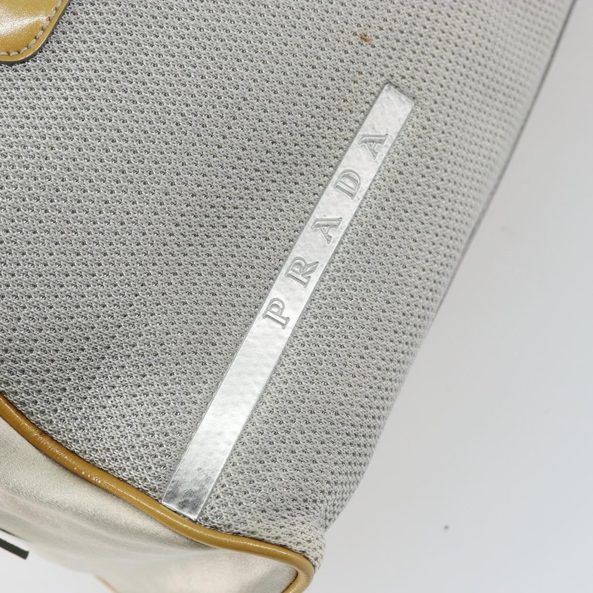 PRADA Tote Bag Nylon Silver Auth bs30636