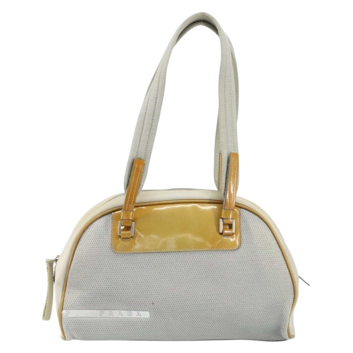PRADA Tote Bag Nylon Silver Auth bs30636