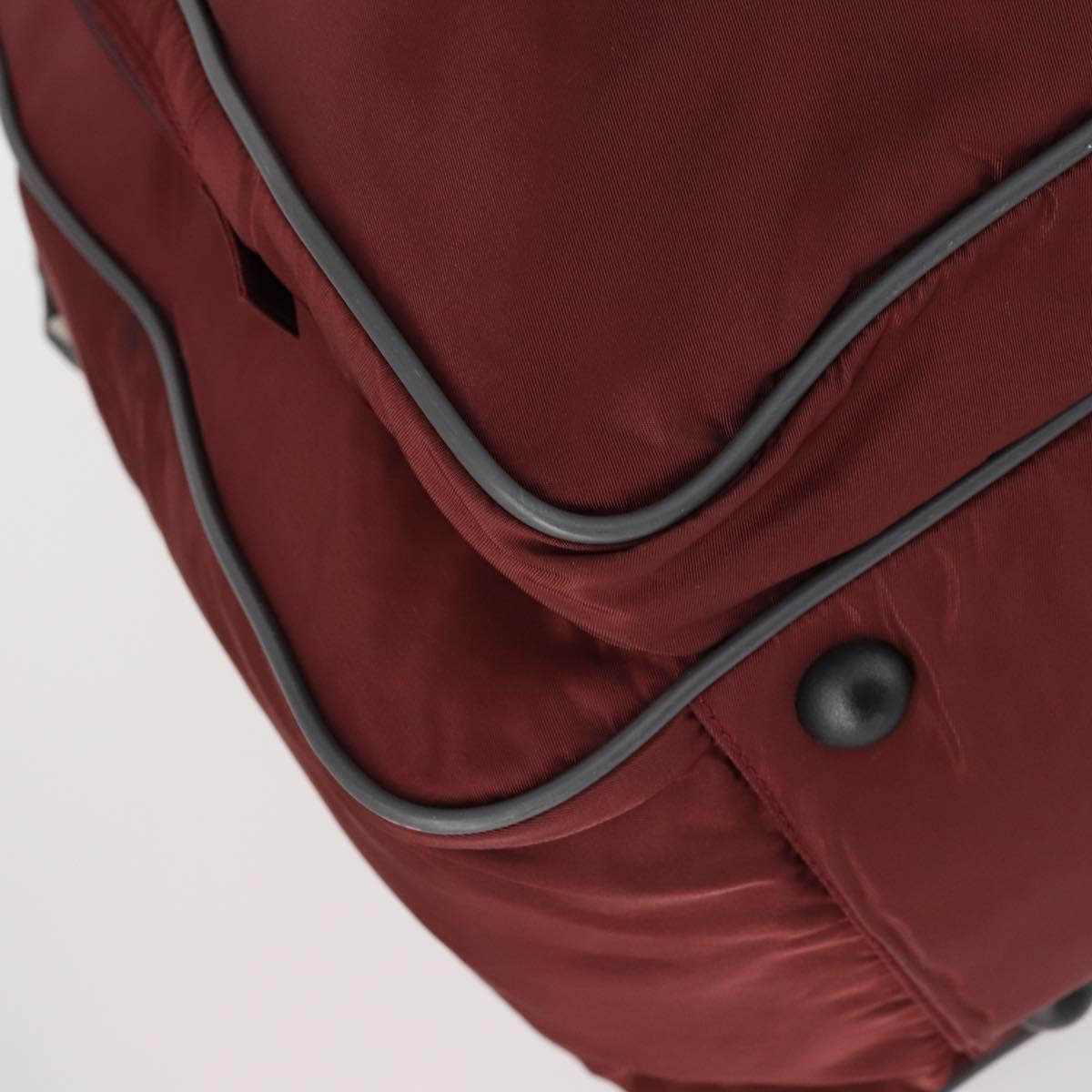 PRADA Sports Boston Bag Nylon 2way Bordeaux Silver Auth bs30637