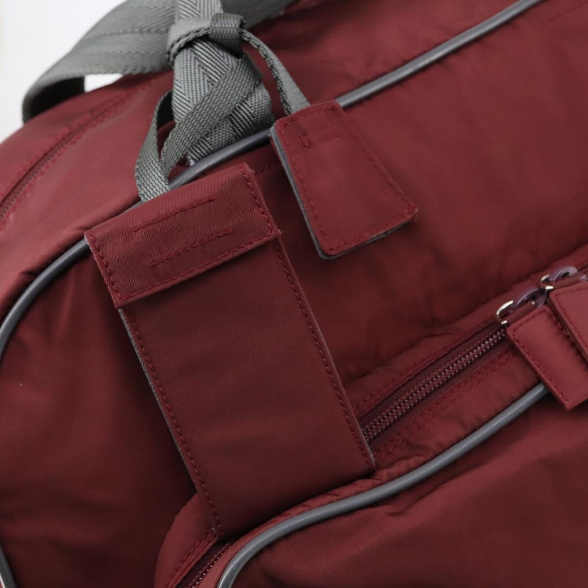 PRADA Sports Boston Bag Nylon 2way Bordeaux Silver Auth bs30637