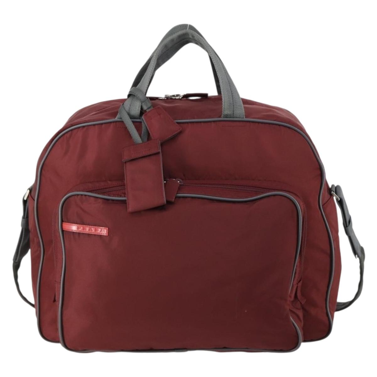 PRADA Sports Boston Bag Nylon 2way Bordeaux Silver Auth bs30637
