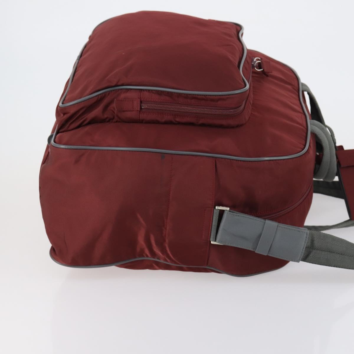 PRADA Sports Boston Bag Nylon 2way Bordeaux Silver Auth bs30637