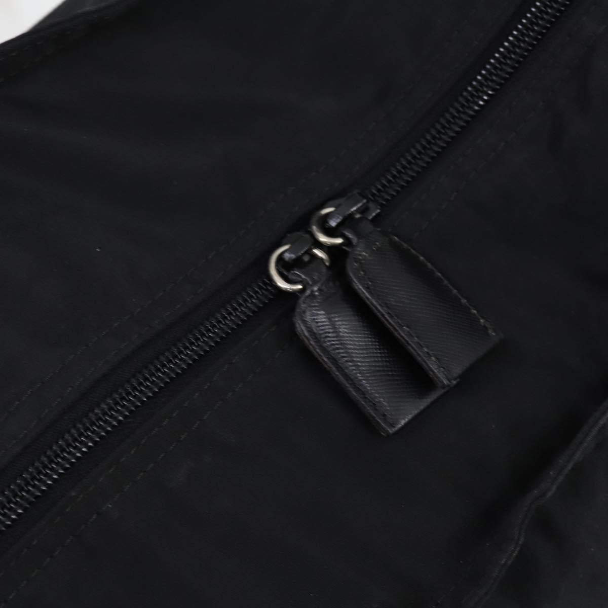 PRADA Boston Bag Nylon Black Silver Auth bs30638