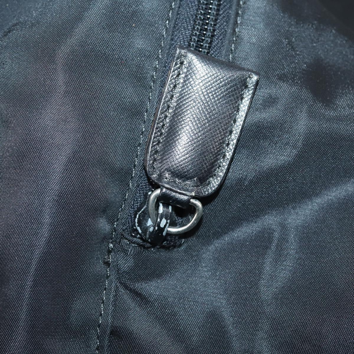 PRADA Boston Bag Nylon Black Silver Auth bs30638