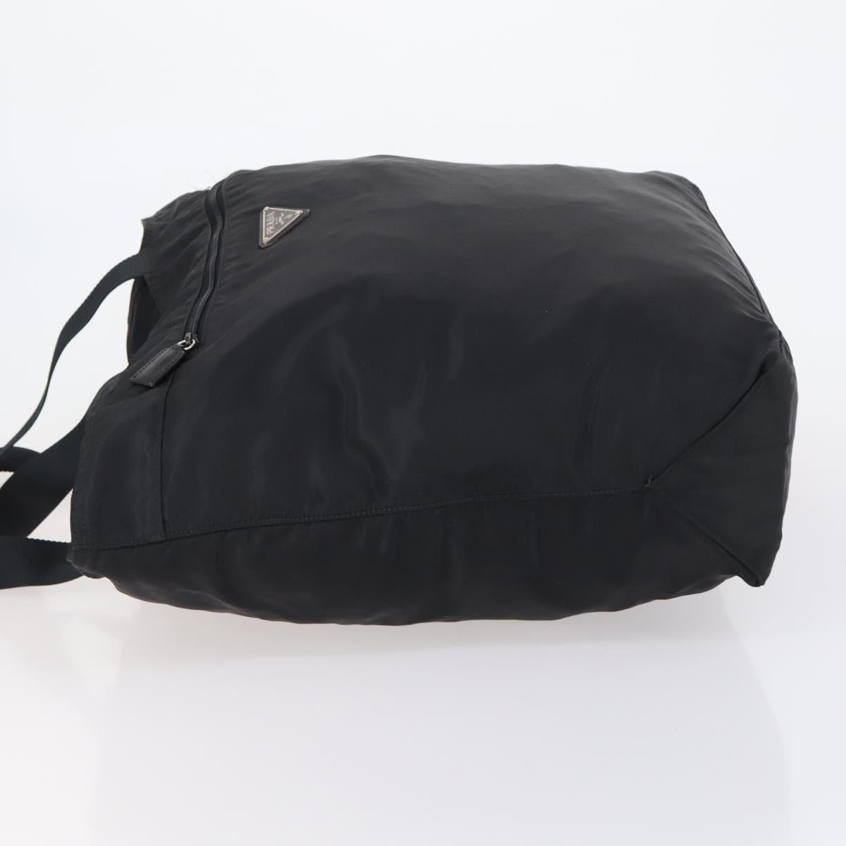 PRADA Boston Bag Nylon Black Silver Auth bs30638