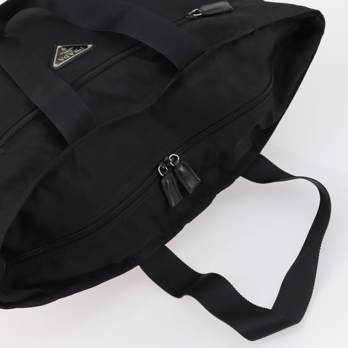 PRADA Boston Bag Nylon Black Silver Auth bs30638