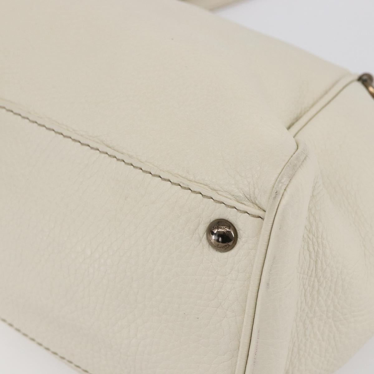 Salvatore Ferragamo Tote Bag Leather White Silver Auth bs30640