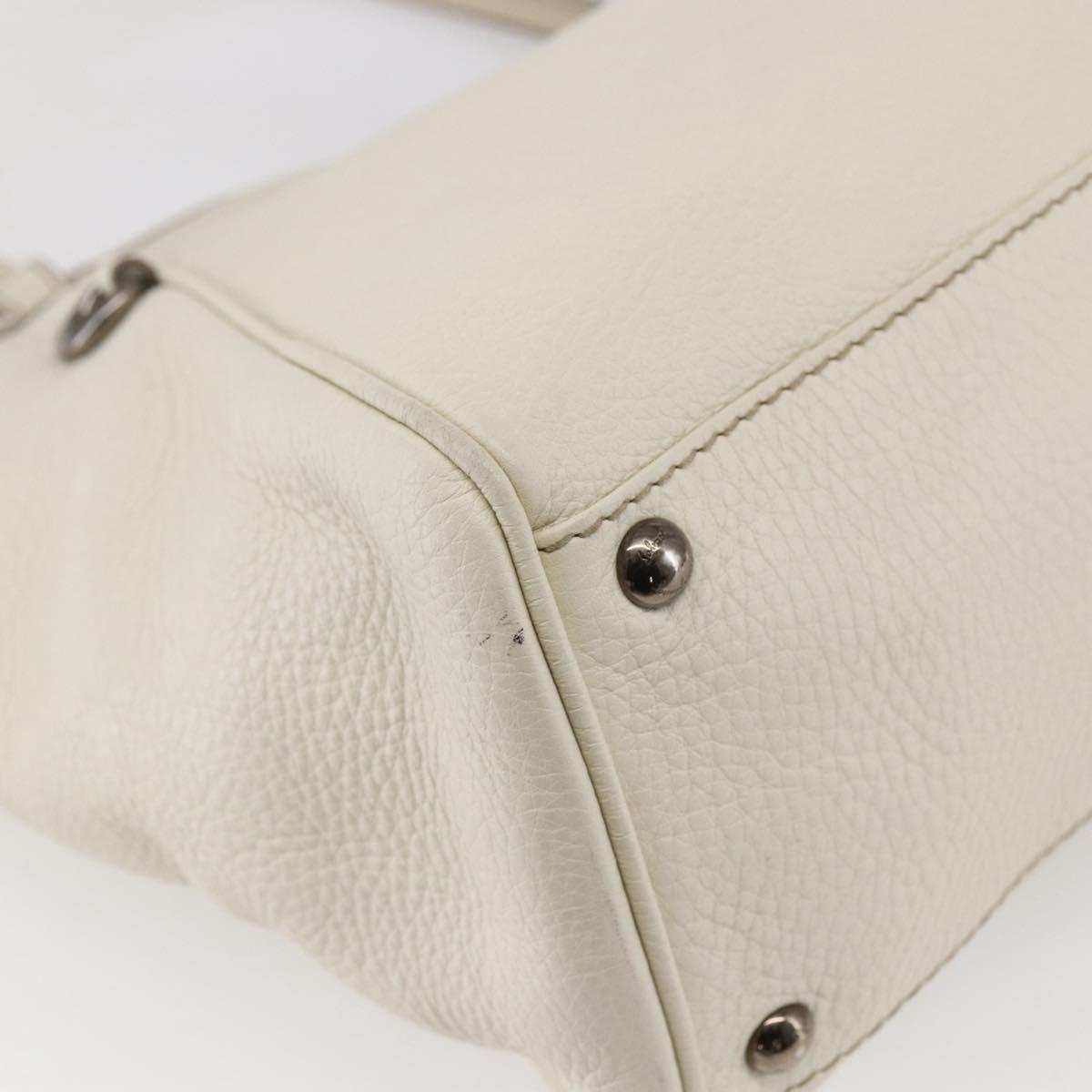 Salvatore Ferragamo Tote Bag Leather White Silver Auth bs30640